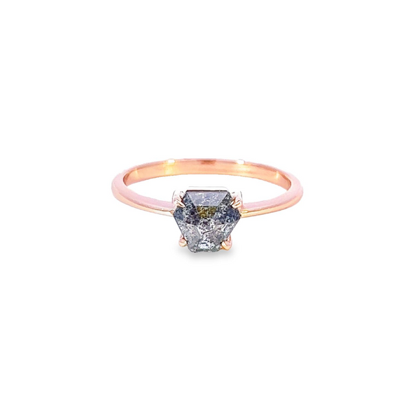 Shield Salt and Pepper Diamond Solitaire Ring