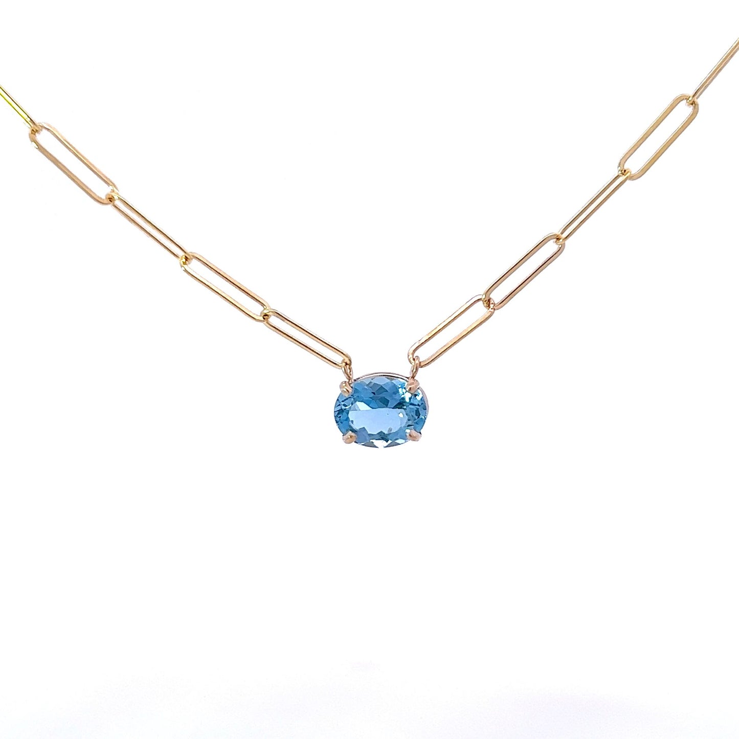 Oval Aquamarine Payton Drop Necklace on Aphrodite Chain