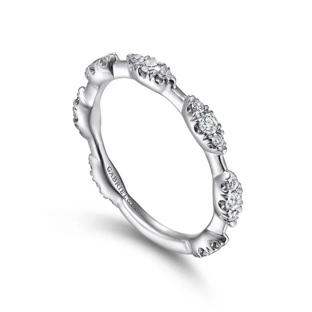 
                  
                    Diamond Cluster Station Stackable Ring Wedding Band
                  
                