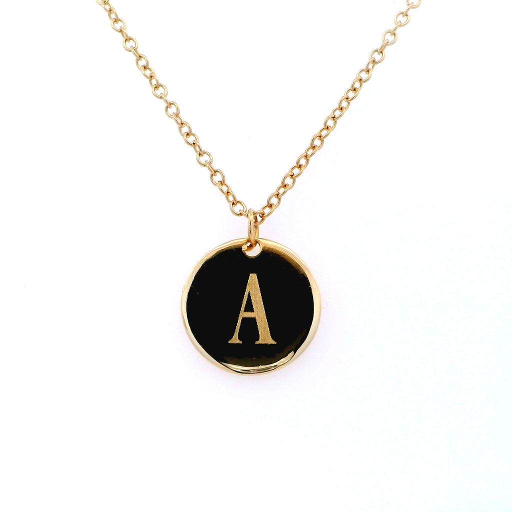 Yellow Gold Engravable Disc with Chain (Engraving Included) - Last Chance