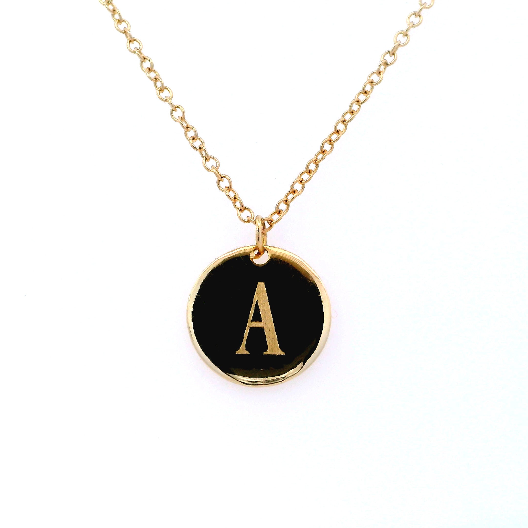 Yellow Gold Engravable Disc with Chain (Engraving Included) - Last Chance