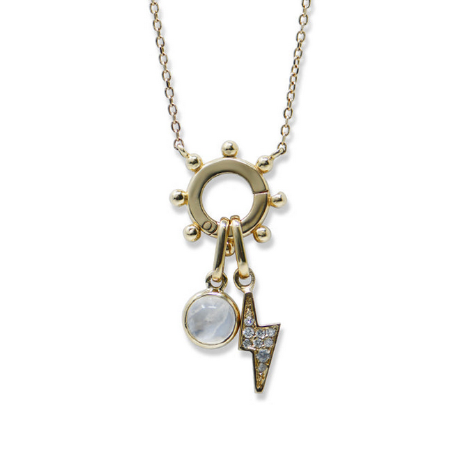 White Sapphire Lightening Bolt Charm - Carter's Collective Fine Jewelry