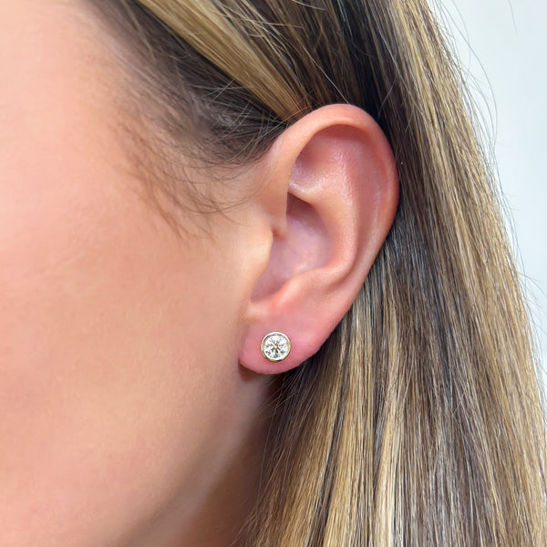 Bezel Martini Diamond Stud Earrings, 1.00 CTTW