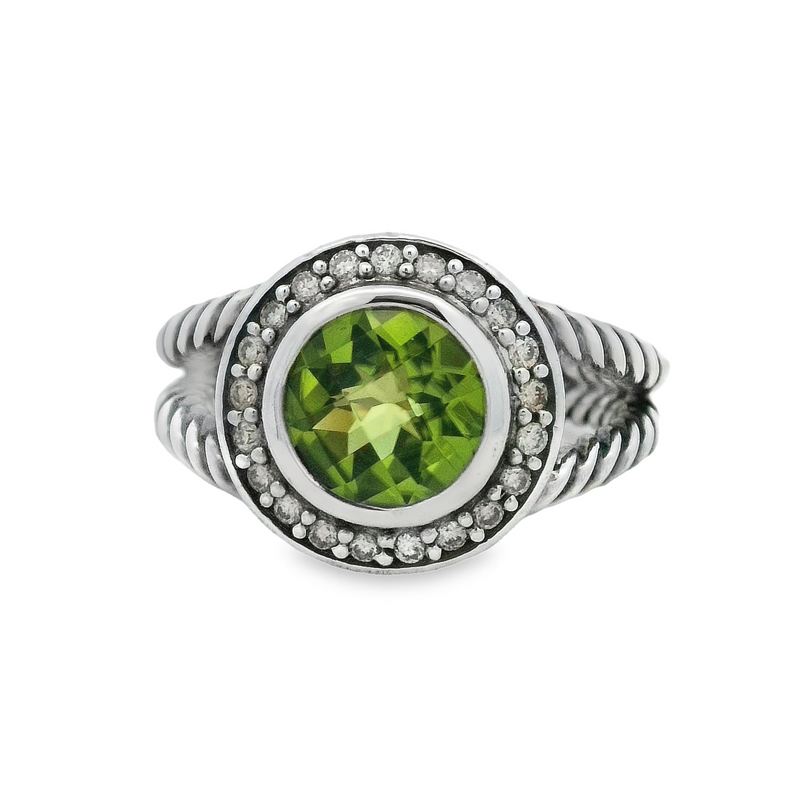 Previously Loved David Yurman Diamond and Prasiolite Albion Ring (Sold As Is)
