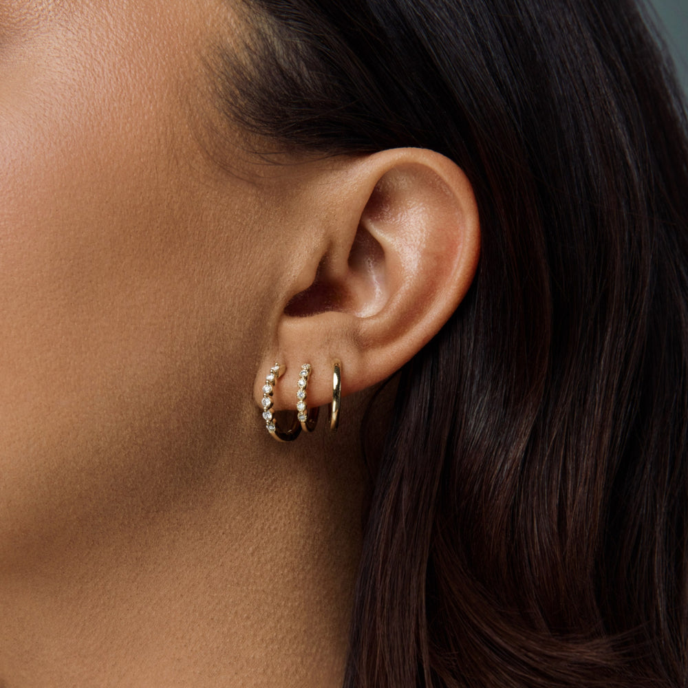 Essential Milgrain Diamond Bezel Huggie Hoop Earrings (Pair) - Carter's Collective Fine Jewelry