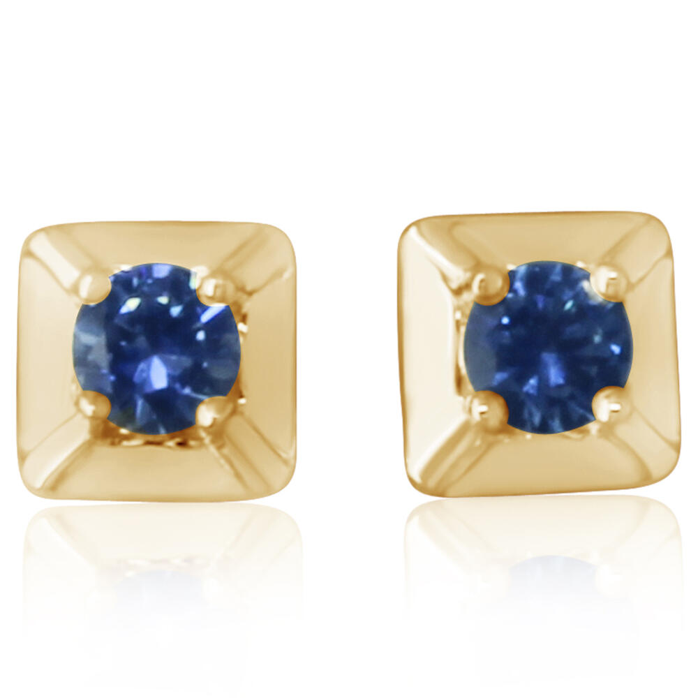 Square Montana Sapphire Metal Halo Stud Earrings