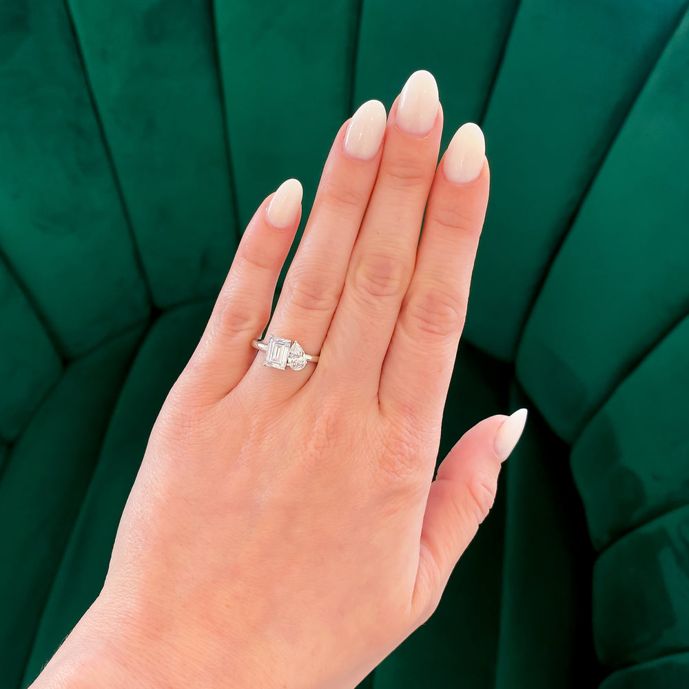 
                  
                    Pear & Emerald Shape Two Stone Engagement Ring Setting  (Does Not Include Center Stones)
                  
                