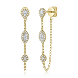 Pear and Marquise Diamond Halo Dangle Chain Earrings