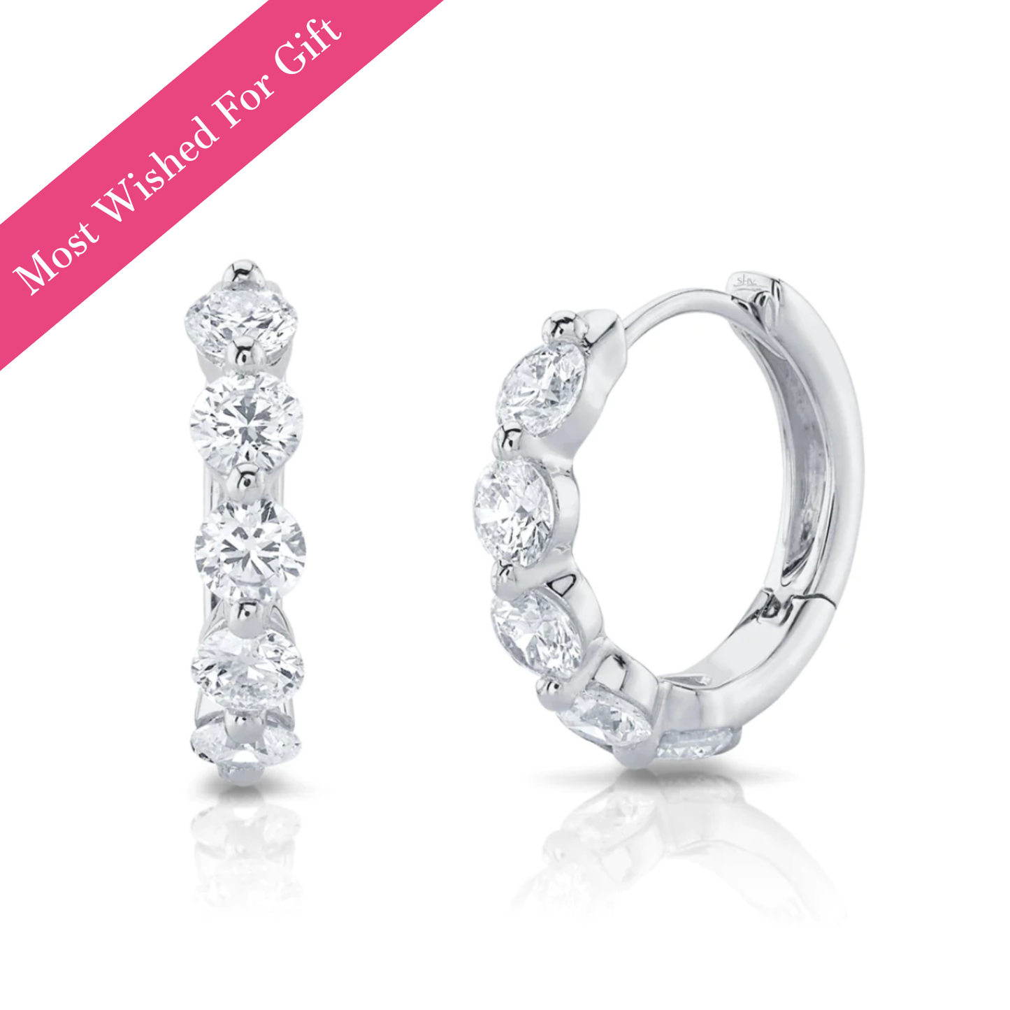 Essential Shared Prong Diamond Huggie Hoop Earrings, 0.92 CTTW