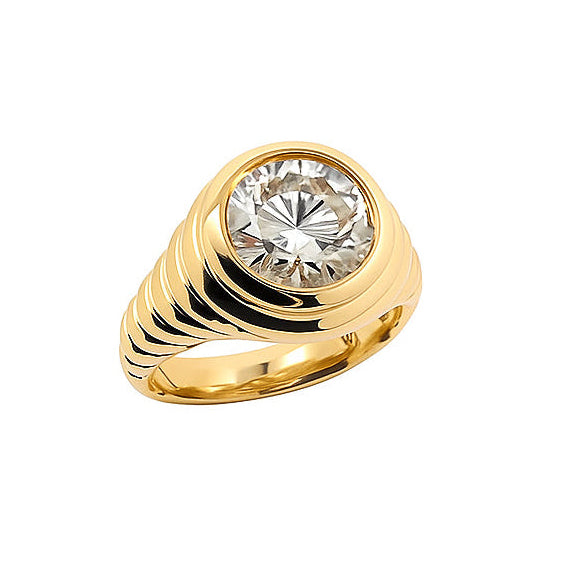 Lab Grown Round Brilliant Diamond Fluted Signet Ring, 2.81 CTTW - Carter's Collective Fine Jewelry