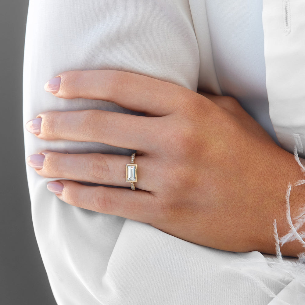 Bespoke Baguette Cut Natural Diamond East to West Bezel Set Engagement Ring - Carter's Collective Fine Jewelry