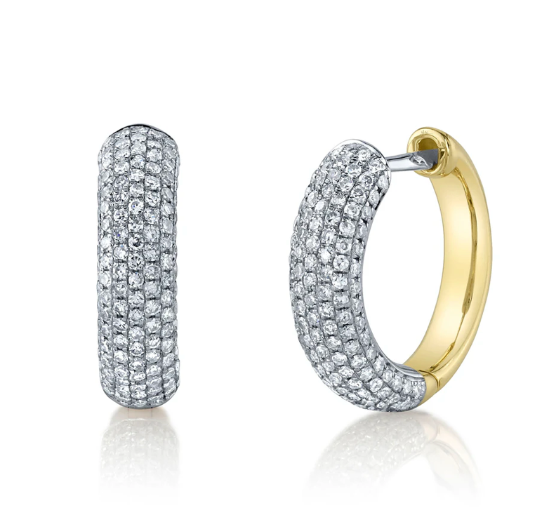 Pave Diamond Huggie Hoop Earrings