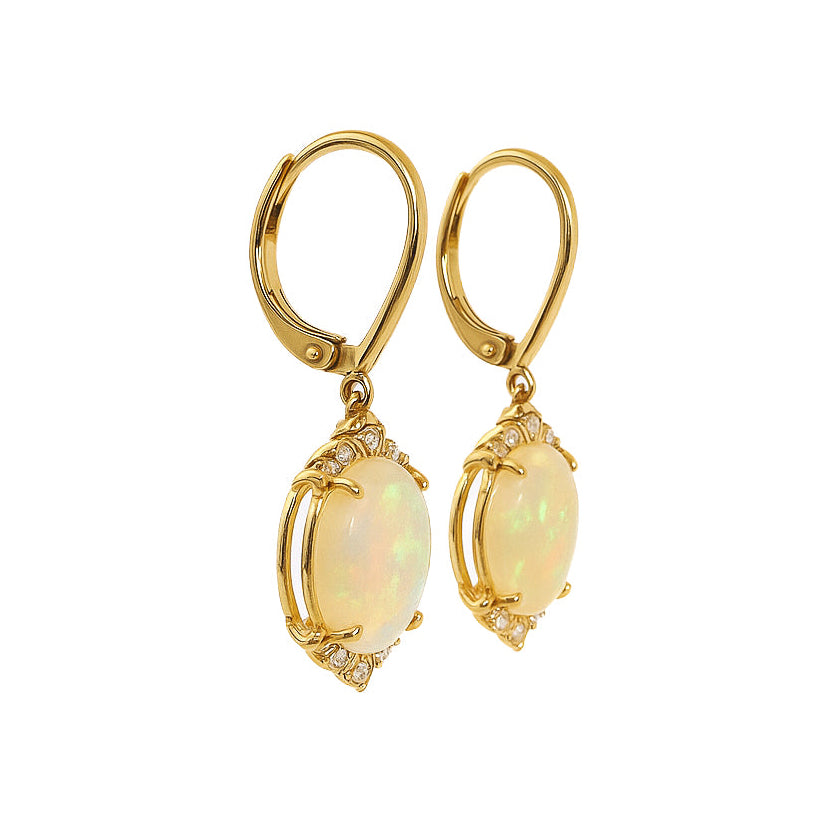 Australian Opal Earrings with Natural Diamond Accents, 4.52 CTTW - Carter's Collective Fine Jewelry