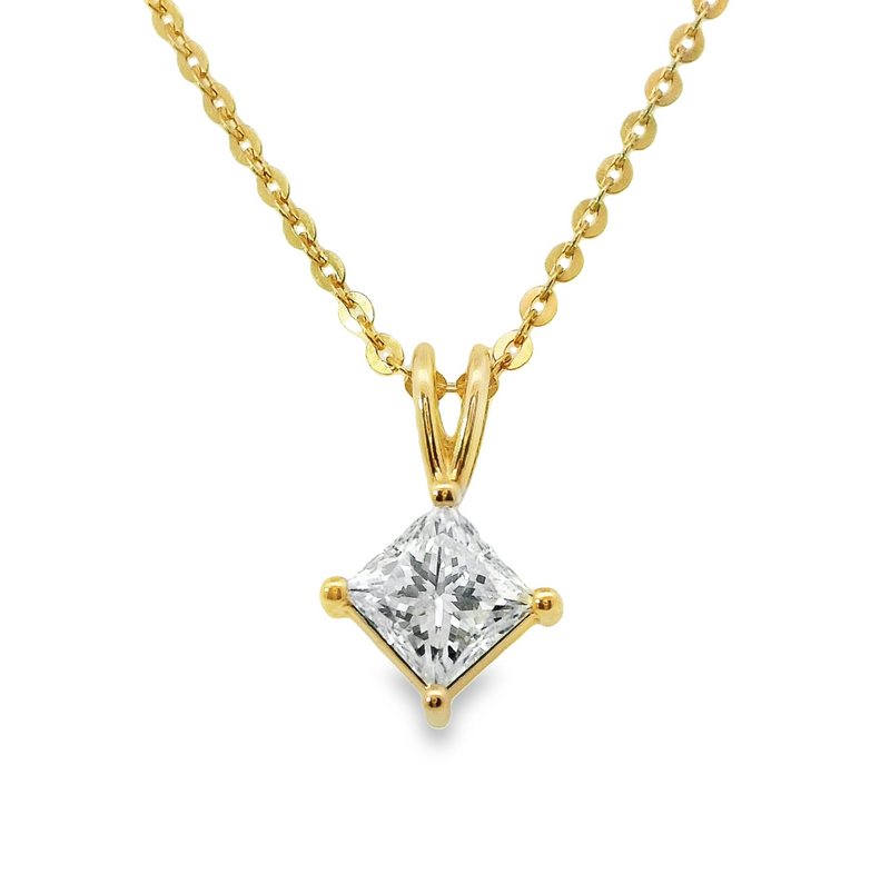 Previously Loved Princess Cut Diamond Solitaire Pendant Necklace (Sold As Is)
