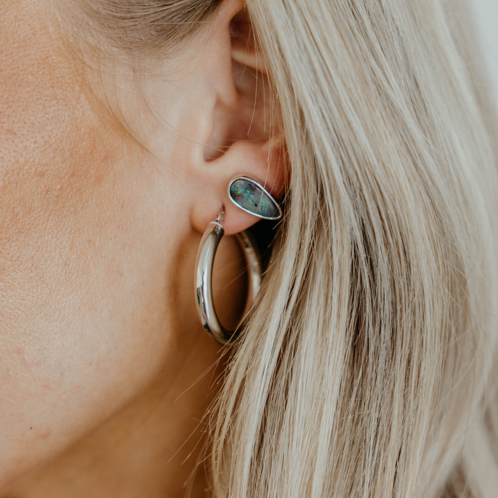 Large Sterling Silver Plain Round Puff Hoop Earrings - Carter's Collective Fine Jewelry
