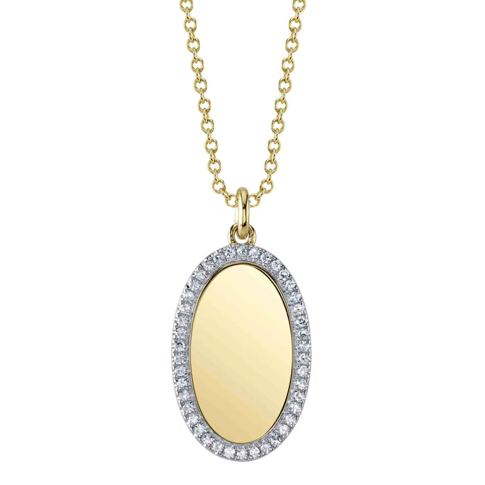 Engravable Oval Pendant on Cable Chain Necklace, 16-18"