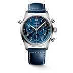 Longines "Spirit Chronograph" Watch with Sunray Blue Dial & Blue Leather Strap - Carter's Collective Fine Jewelry