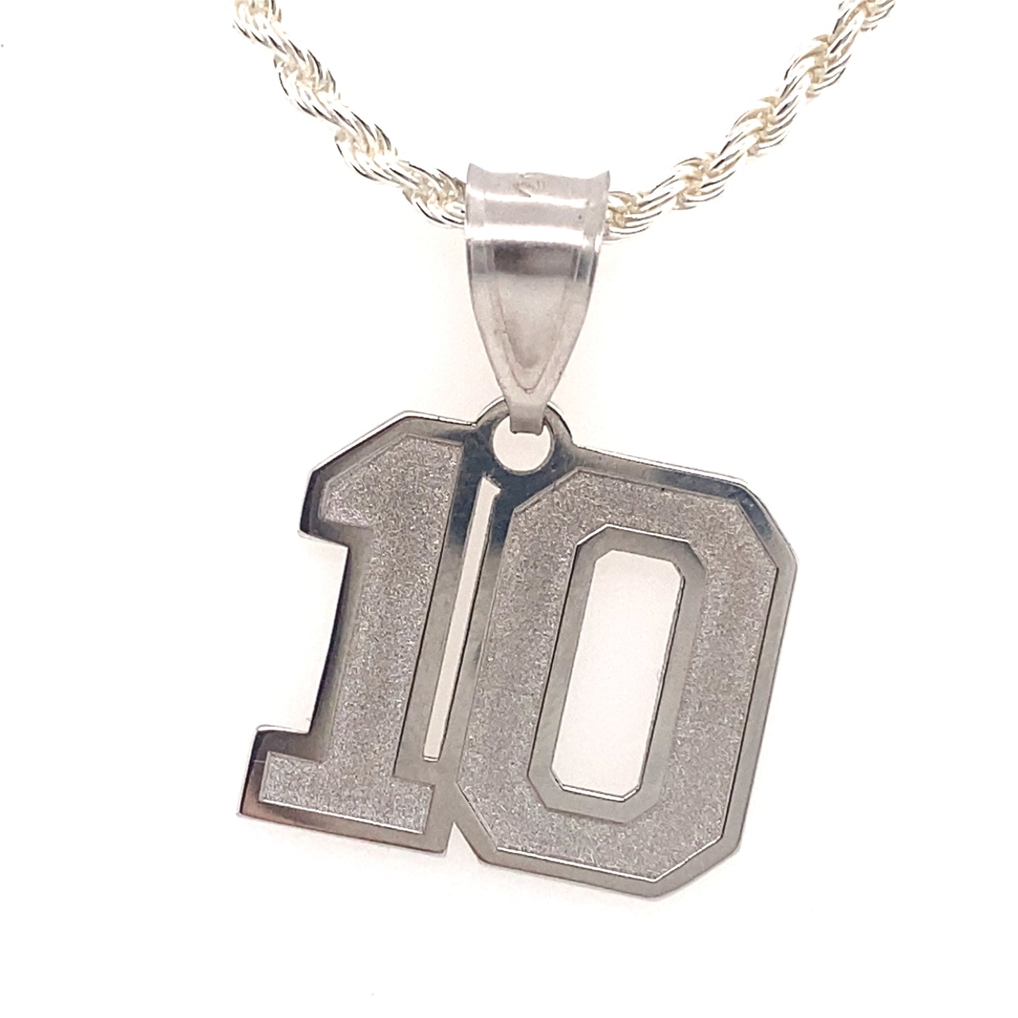 White Gold Customizable Number Pendant