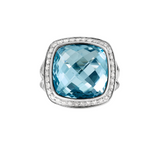 Previously Loved David Yurman Diamond and Blue Topaz Albion Ring (Sold As Is)