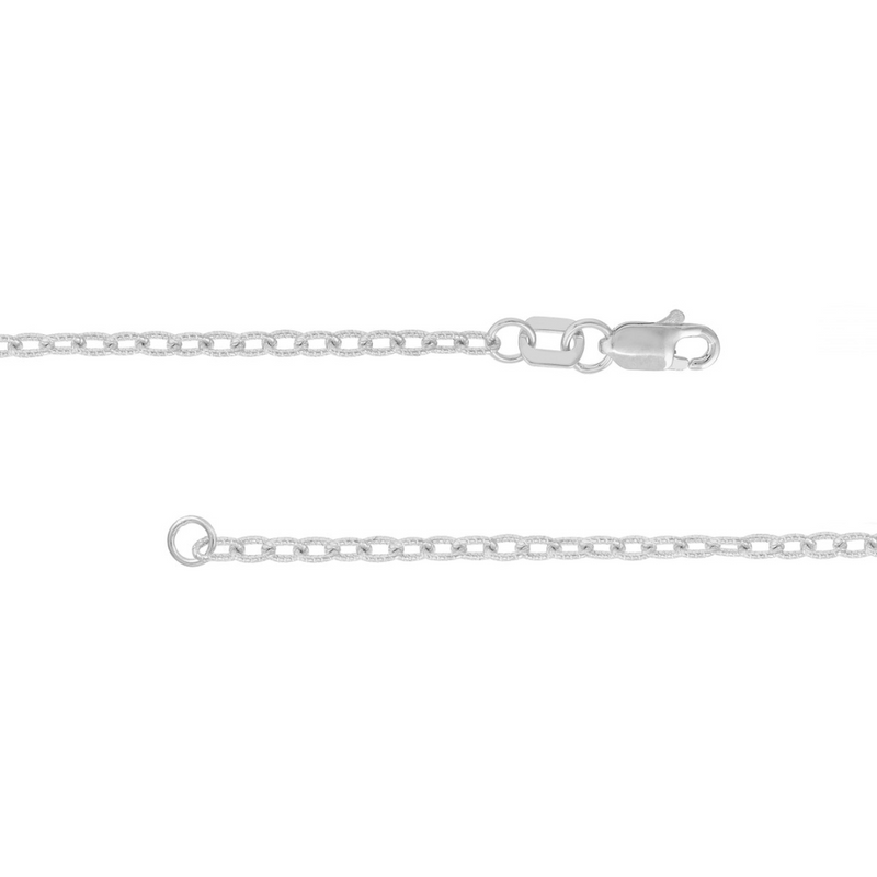 White Gold Textured Rolo Chain, 18"