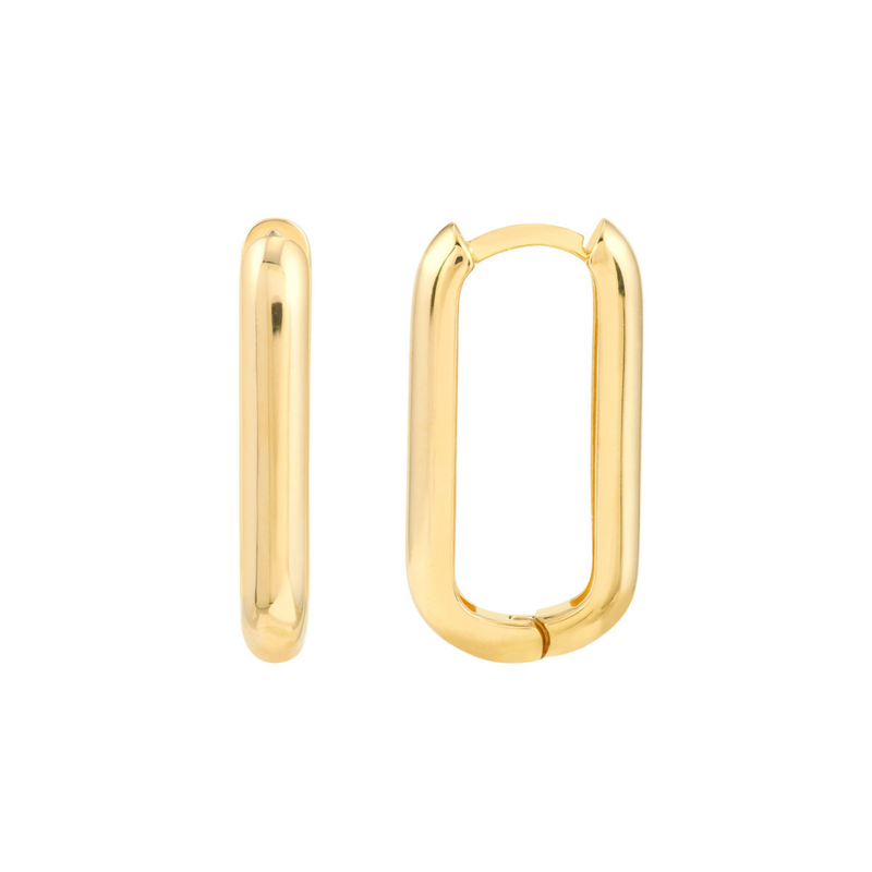 Elongated Huggie Hoop Earrings