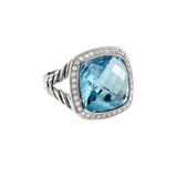 Previously Loved David Yurman Diamond and Blue Topaz Albion Ring (Sold As Is)