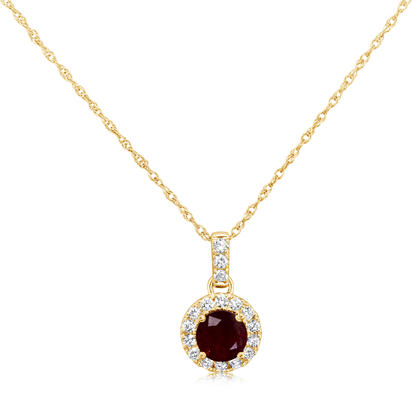 14K Yellow Gold Ruby Pendant with Diamond Accents