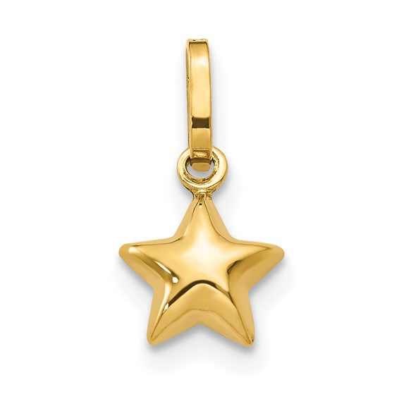 14K Yellow Gold Puffed Star Charm