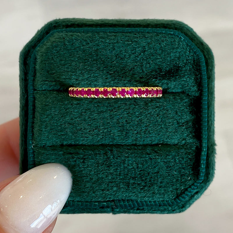 18K Yellow Gold Ruby Straight Stackable Band