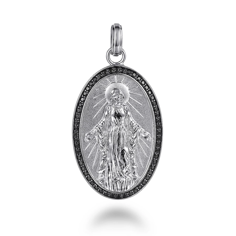 Virgin Mary Black Spinel Halo Pendant