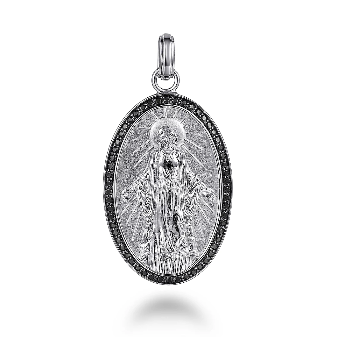 Virgin Mary Black Spinel Halo Pendant