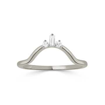 Baguette Trio Diamond Contour Band Wedding Ring, 0.09 CTTW - Carter's Collective Fine Jewelry