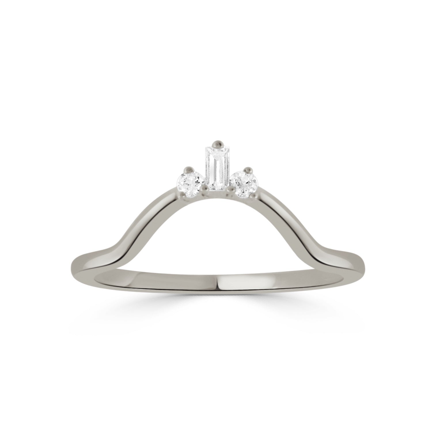 Baguette Trio Diamond Contour Band Wedding Ring, 0.09 CTTW - Carter's Collective Fine Jewelry