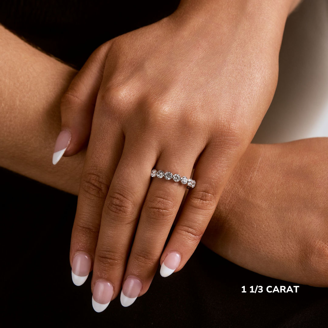 Lotus Shared Prong Diamond Half Eternity Band, 1.35 CTTW - Carter's Collective Fine Jewelry