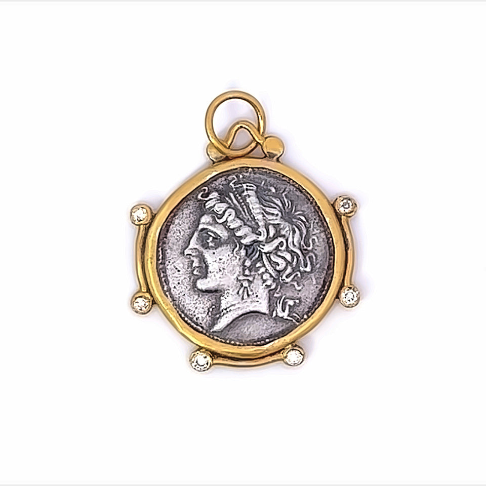 Handmade Greek Nymph Neopolitis Coin Charm - Last Chance - Carter's Collective Fine Jewelry