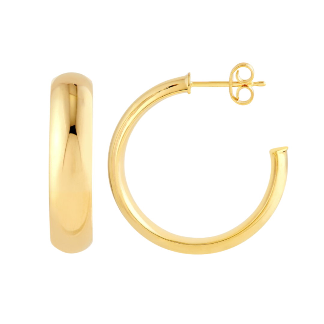 Polished Round Hoop Earrings (Pair)