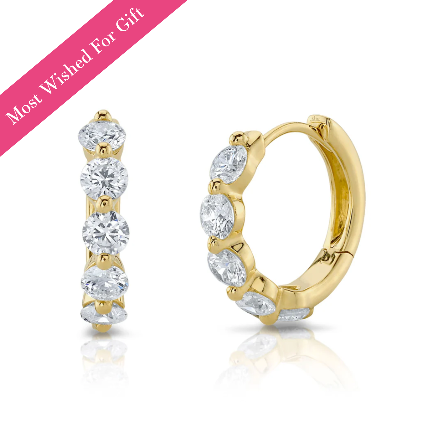 Essential Shared Prong Diamond Huggie Hoop Earrings, 0.92 CTTW