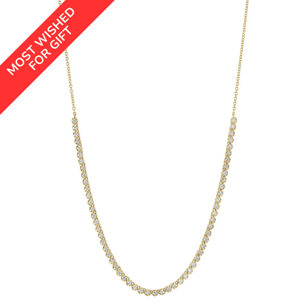 Halfway Crown Set Diamond Tennis Necklace, 1.07 CTTW