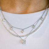 Halfway Crown Set Diamond Tennis Necklace, 1.07 CTTW