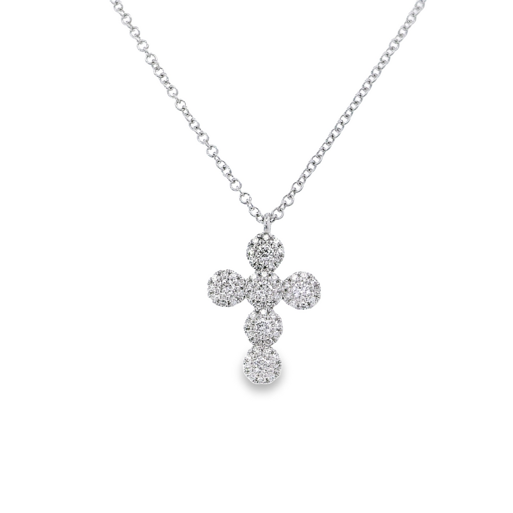 
                  
                    Round Diamond Halo Cross Necklace
                  
                