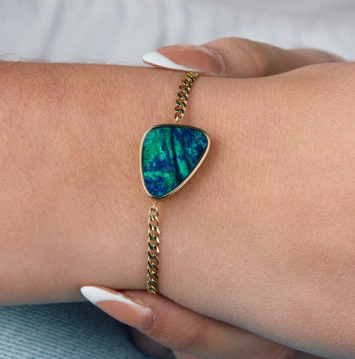 Australian Opal Doublet Curb Chain Bracelet - Carter's Collective Fine Jewelry