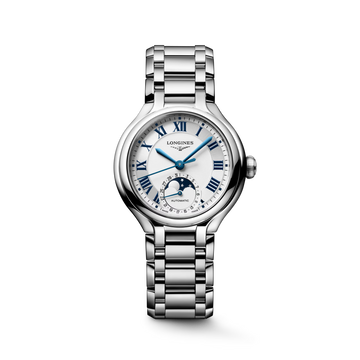 Longines "Primaluna Moonphase" Watch with Opaline Ivory Dial, 34mm - Carter's Collective Fine Jewelry