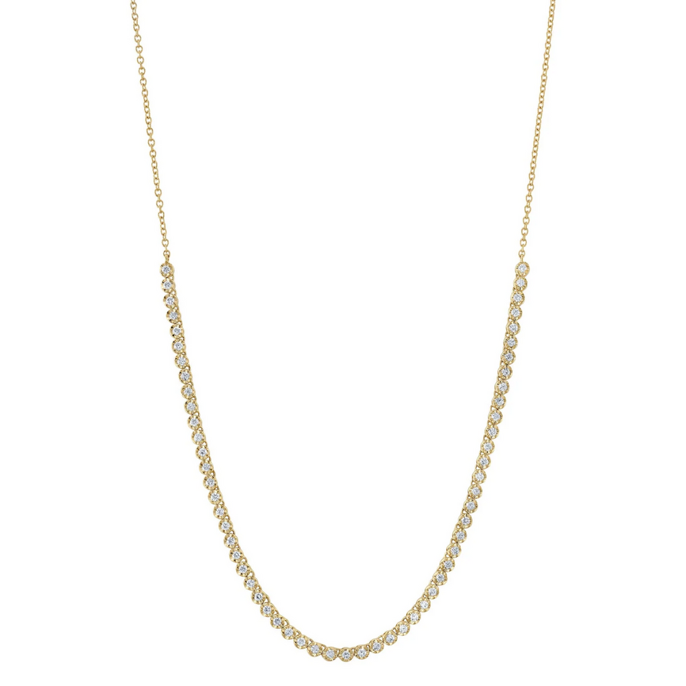 Halfway Crown Set Diamond Tennis Necklace, 1.07 CTTW