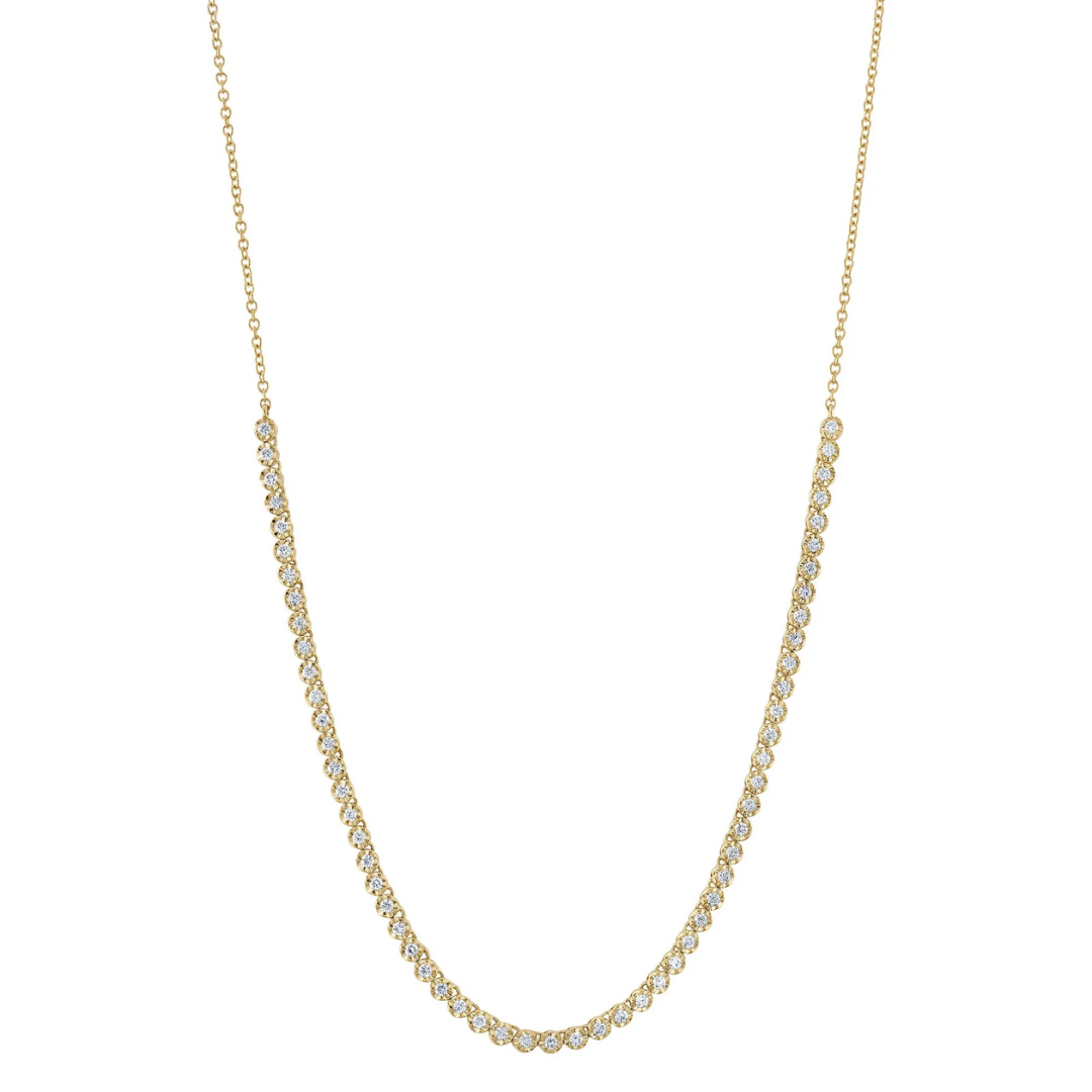 Halfway Crown Set Diamond Tennis Necklace, 1.07 CTTW