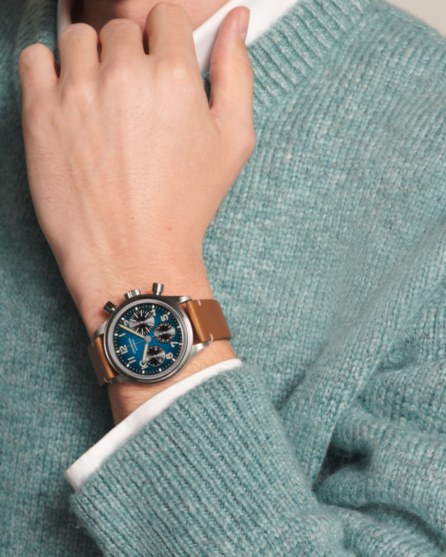 Longines "AVIGATION BIGEYE" Titanium Watch with Brown Leather Band, 41mm - Carter's Collective Fine Jewelry