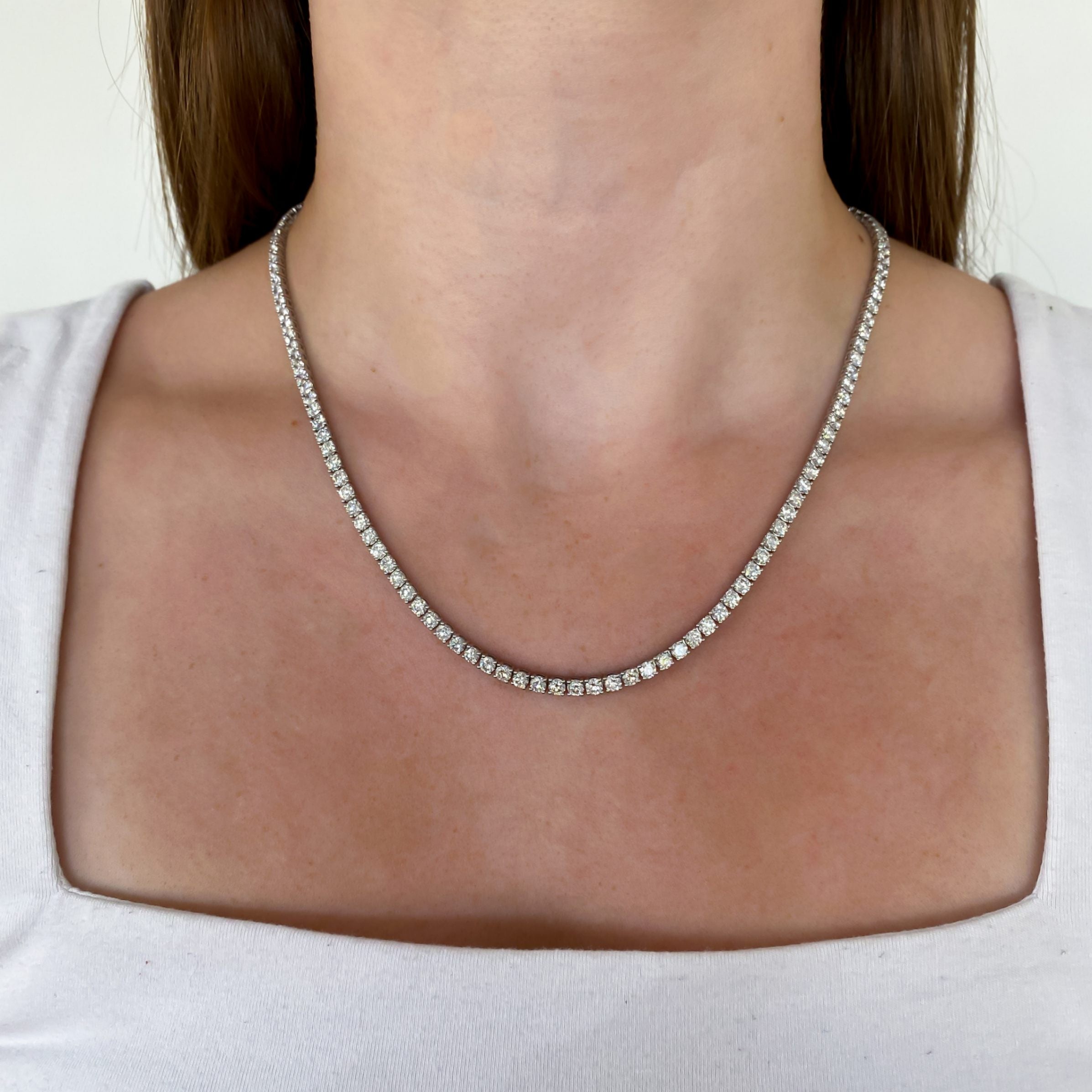 Lab Grown Classic Dia Tennis Necklace, 16.86 CTTW - Carter's Collective Fine Jewelry