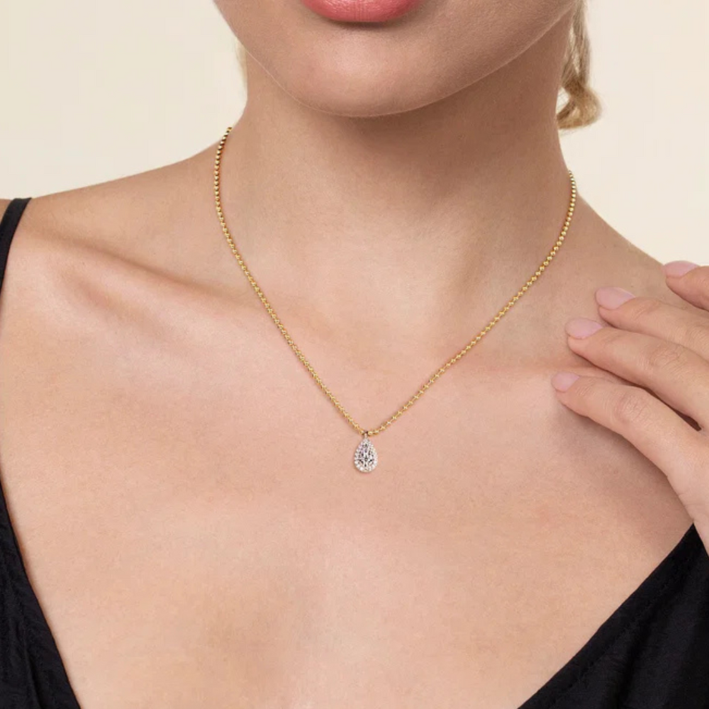 
                  
                    Diamond Teardrop Pendant with Beaded Chain Necklace
                  
                