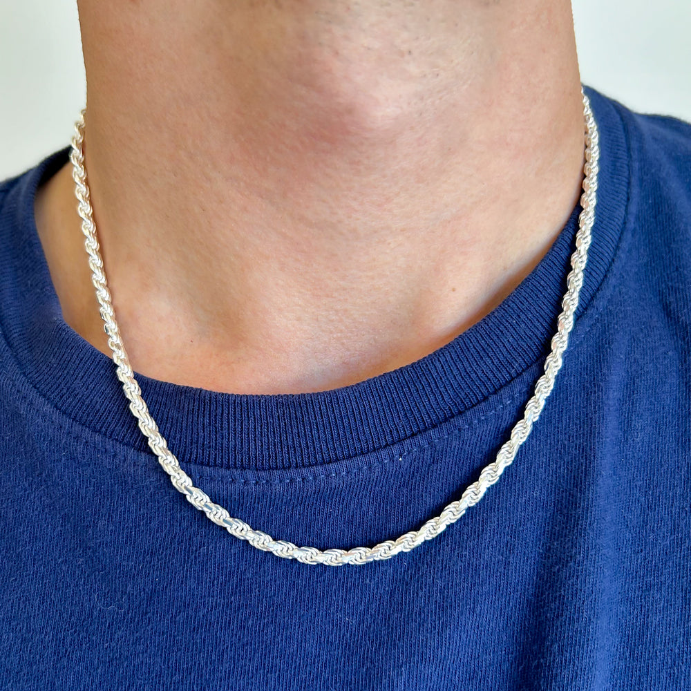 Men's 3.5mm Sterling Silver Rope Chain, 20"