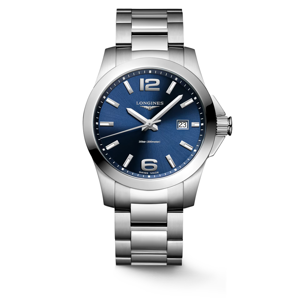 Longines "Conquest" Watch with Quartz & Sunray Blue Dial, 41mm - Carter's Collective Fine Jewelry