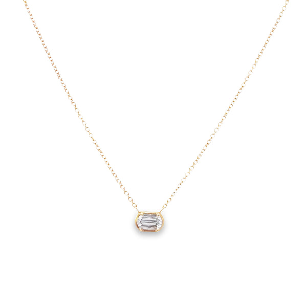 Natural Crisscut Diamond Faux Bezel Necklace
